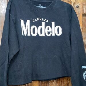 Mister Cartoon x Modelo Cropped Crewneck Sweatshirt – Sugar Skull Graphic Small